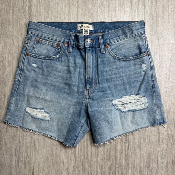 Madewell Pants - Madewell Jean Shorts Womens 28 Relaxed Mid Length Blue Distressed Cut Off Denim